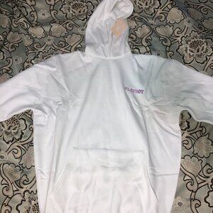 PLAYBOY Woman's White Hoodie Size Small